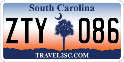 SC license plate ZTY086