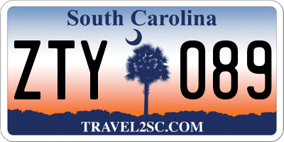 SC license plate ZTY089