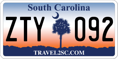 SC license plate ZTY092