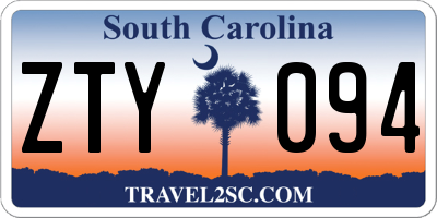 SC license plate ZTY094