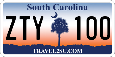 SC license plate ZTY100