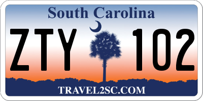 SC license plate ZTY102