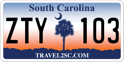 SC license plate ZTY103