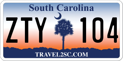 SC license plate ZTY104
