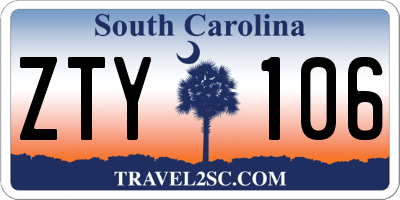 SC license plate ZTY106