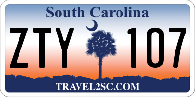 SC license plate ZTY107