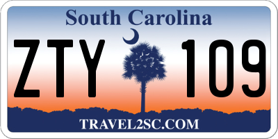 SC license plate ZTY109