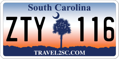 SC license plate ZTY116
