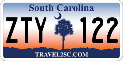 SC license plate ZTY122