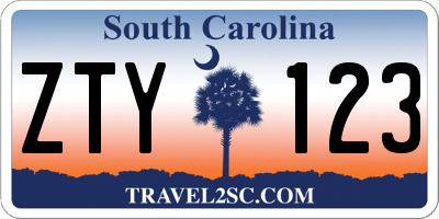 SC license plate ZTY123