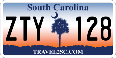 SC license plate ZTY128