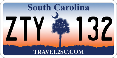 SC license plate ZTY132