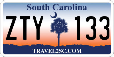 SC license plate ZTY133