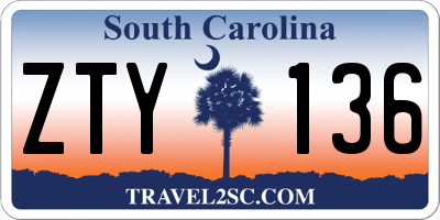 SC license plate ZTY136