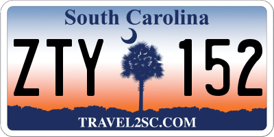 SC license plate ZTY152