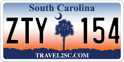 SC license plate ZTY154