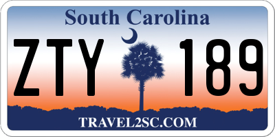 SC license plate ZTY189