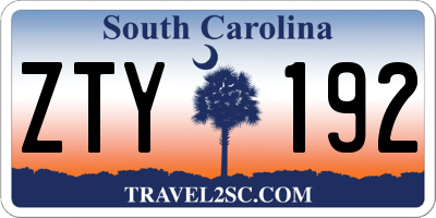 SC license plate ZTY192