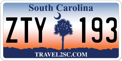 SC license plate ZTY193