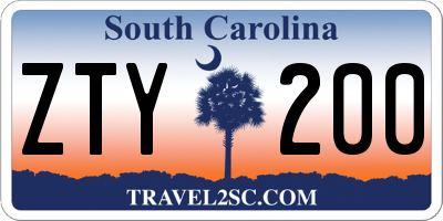 SC license plate ZTY200