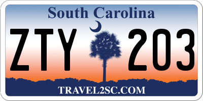 SC license plate ZTY203