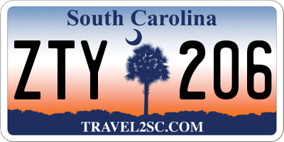 SC license plate ZTY206
