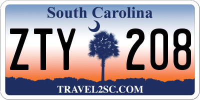 SC license plate ZTY208