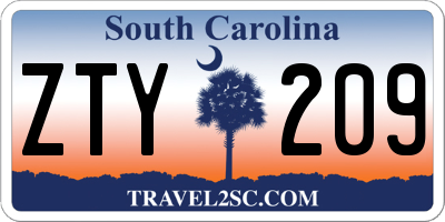 SC license plate ZTY209