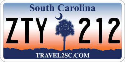 SC license plate ZTY212