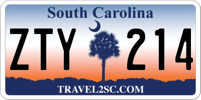 SC license plate ZTY214