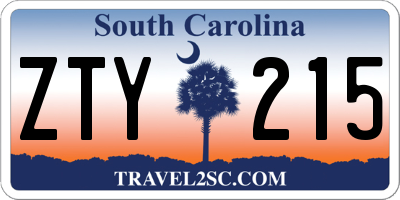 SC license plate ZTY215