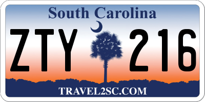 SC license plate ZTY216
