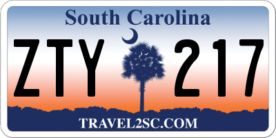 SC license plate ZTY217
