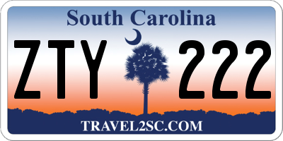 SC license plate ZTY222