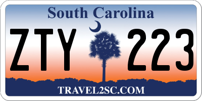 SC license plate ZTY223