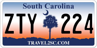 SC license plate ZTY224