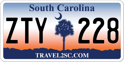 SC license plate ZTY228