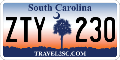 SC license plate ZTY230