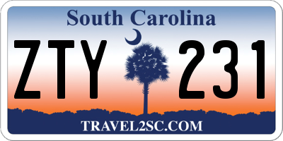 SC license plate ZTY231