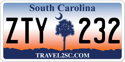SC license plate ZTY232