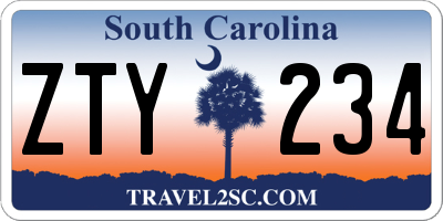 SC license plate ZTY234
