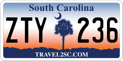 SC license plate ZTY236