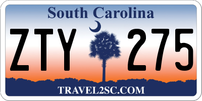 SC license plate ZTY275