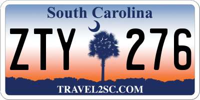 SC license plate ZTY276