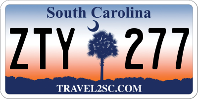 SC license plate ZTY277