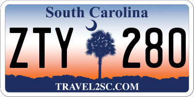 SC license plate ZTY280