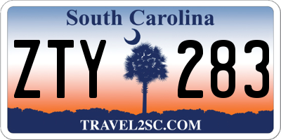 SC license plate ZTY283