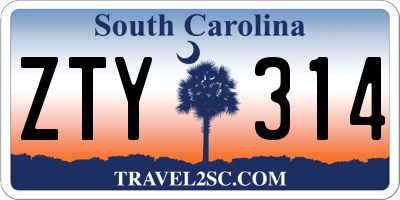 SC license plate ZTY314