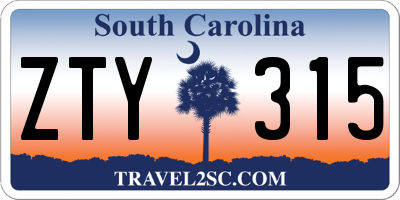 SC license plate ZTY315