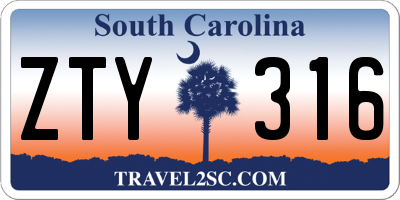 SC license plate ZTY316